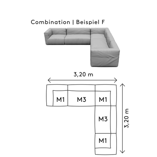 grow outdoor Sectional combination F5 cloud coal dimensions