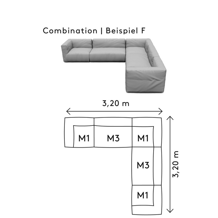 grow outdoor Sectional combination F5 cloud coal dimensions