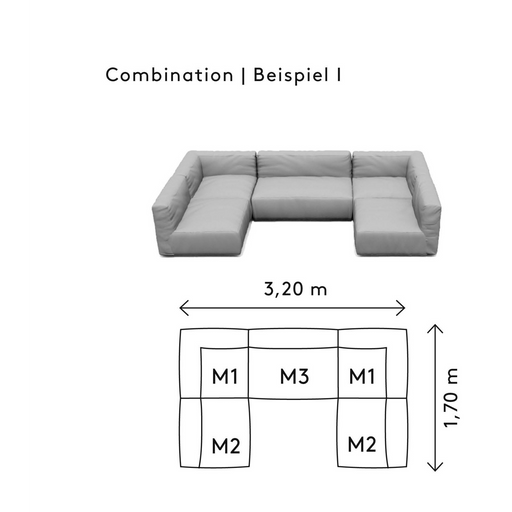 grow outdoor Sectional combination I5 cloud coal dimensions