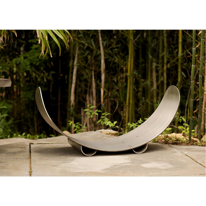 Fire pit art outdoor Asia 48" fire pit stainless steel crescent log rack