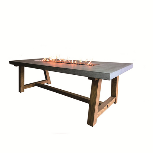 6 seater rectangular concrete dining table natural gas fire pit outdoor