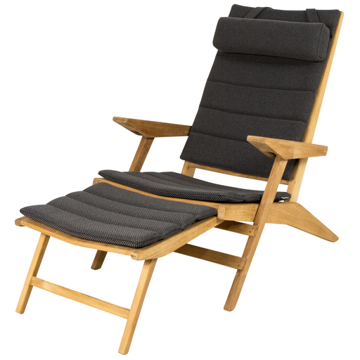 cane-line flip deck chair teak chair with Dark grey, Cane-line Focus cushion