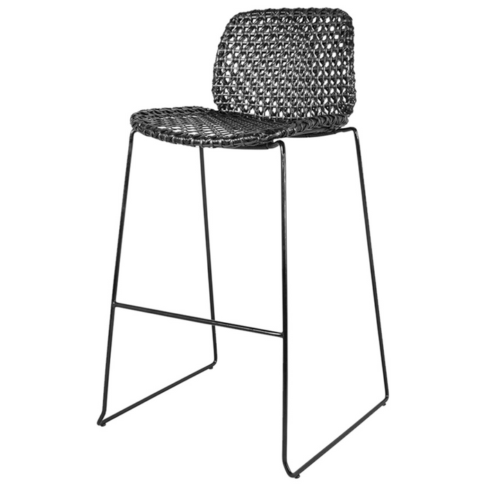 cane-line vibe bar chair in Black/Graphite, Small Cross Cane-line Weave