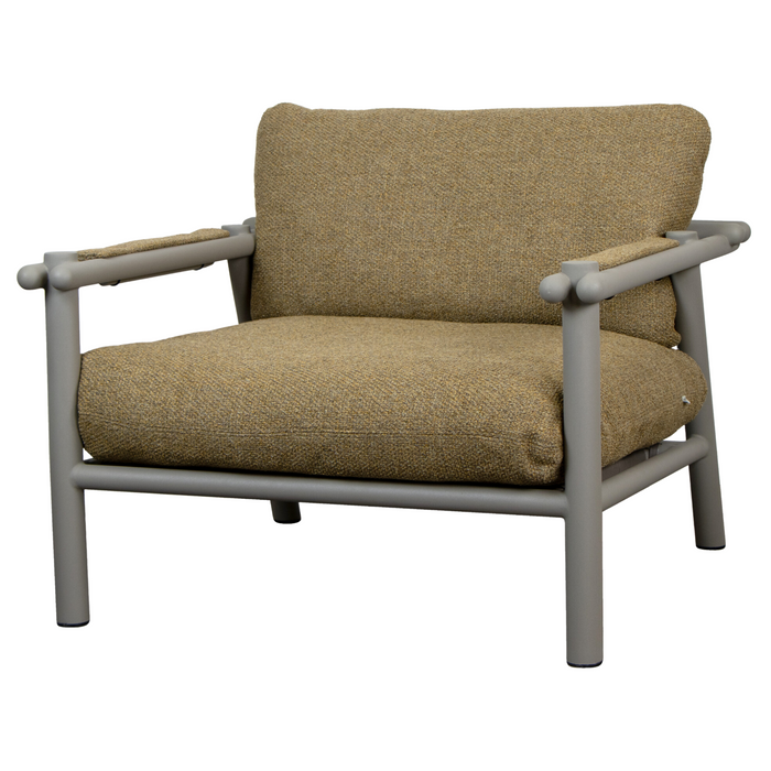 sticks lounge chair Taupe aluminium Turmeric yellow Cane-line Rise cushion