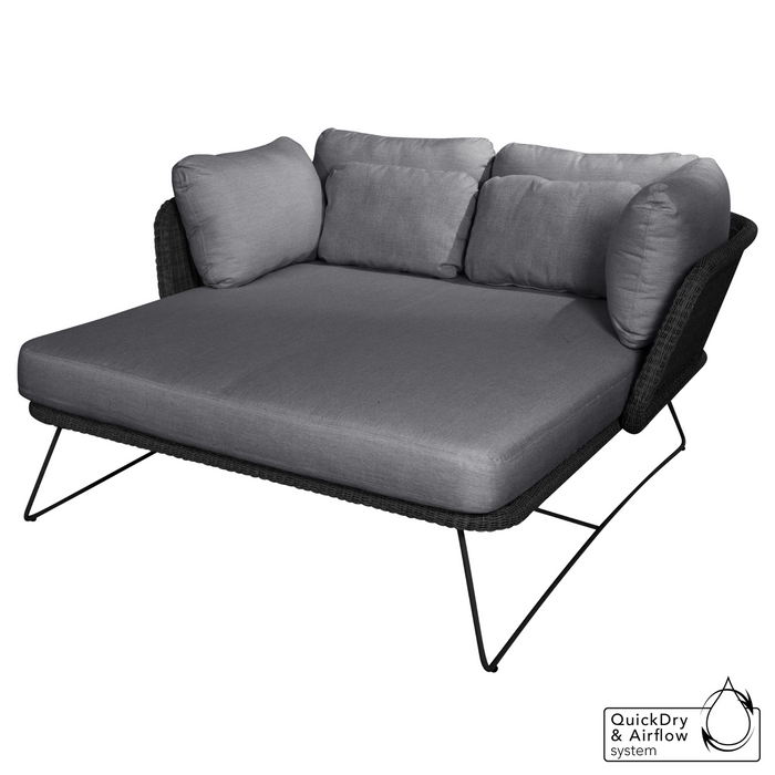 cane-line horizon daybed in Black, Small Round Cane-line Weave Incl. Grey Cane-line Natté