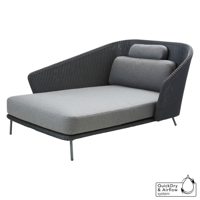 cane-line mega right daybed in Graphite, Small Round Cane-line Weave Incl. Grey Cane-line SoftTouch