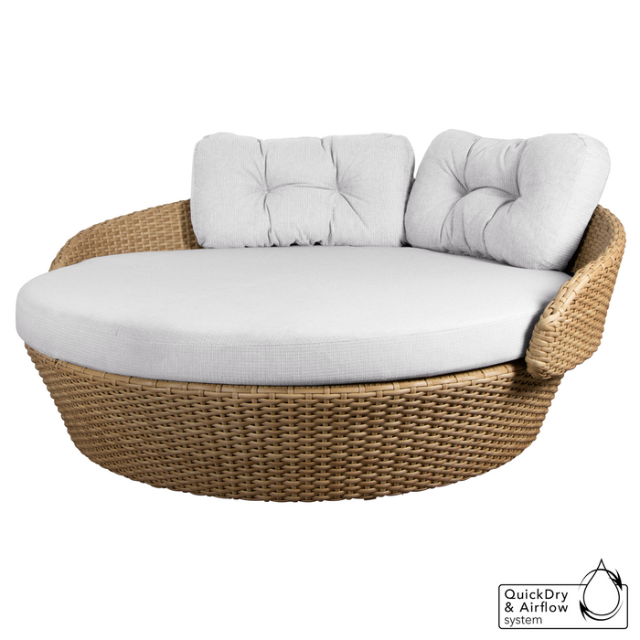 cane-line ocean large daybed in Natural, Large Flat Cane-line Weave daybed with White Grey, Cane-line Link cushion