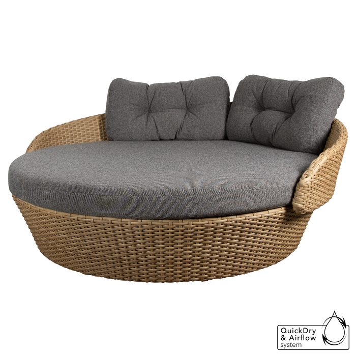 cane-line ocean large daybed in Natural, Large Flat Cane-line Weave daybed with Dark Grey, Cane-line Wove cushion
