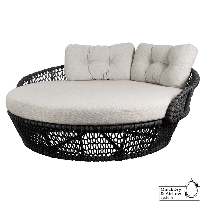 cane-line ocean large daybed in Dark Grey, Open Cane-line Soft Rope daybed with Light Brown, Cane-line Wove cushion