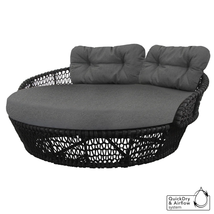 cane-line ocean large daybed in Dark Grey, Open Cane-line Soft Rope daybed with Grey, Cane-line AirTouch cushion