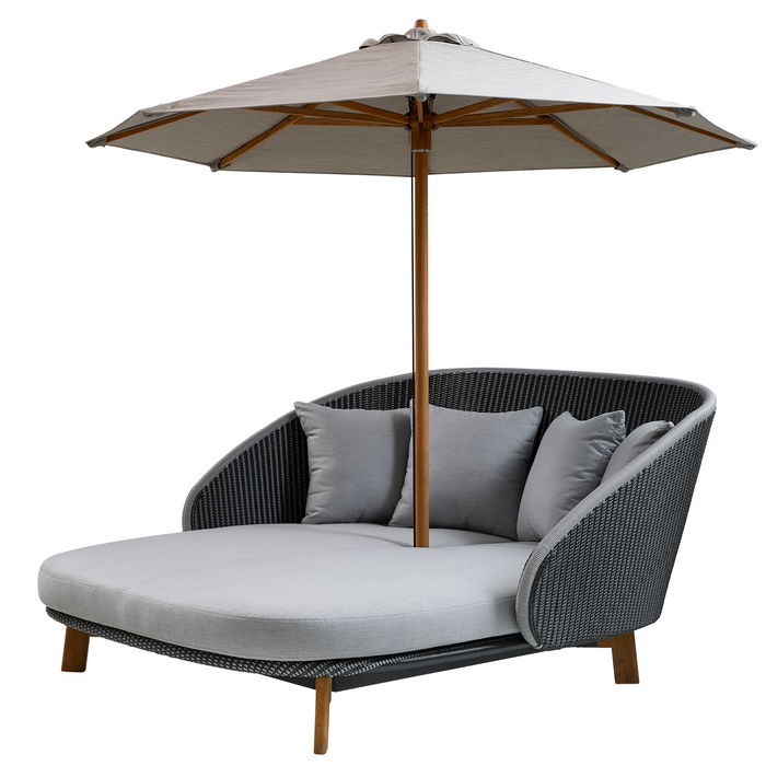 cane-line peacock daybed with parasol