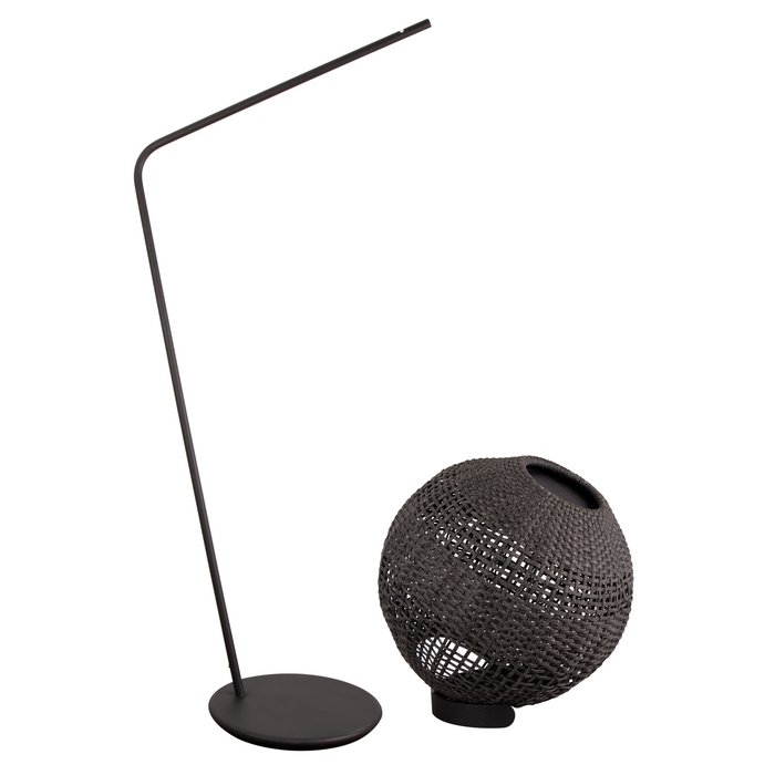 cane-line illusion lamp round dark grey soft rope with lava grey base