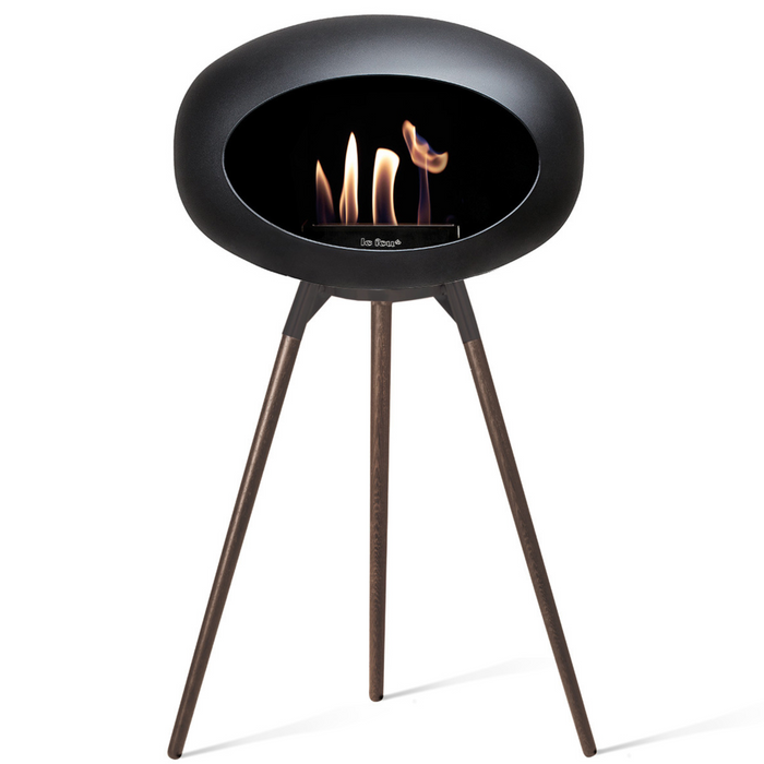 Le Feu Black Dome Bioethanol Fireplace ground high mocca bowl, smoked legs and black burner