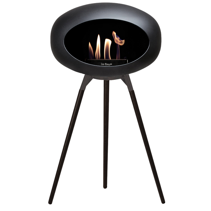 Le Feu Black Dome Bioethanol Fireplace ground high mocca bowl, black legs and black burner