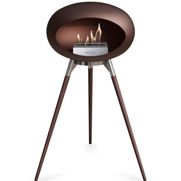 Le Feu Mocca Dome Bioethanol Fireplace ground high polished steel bowl, smoked legs and steel burner