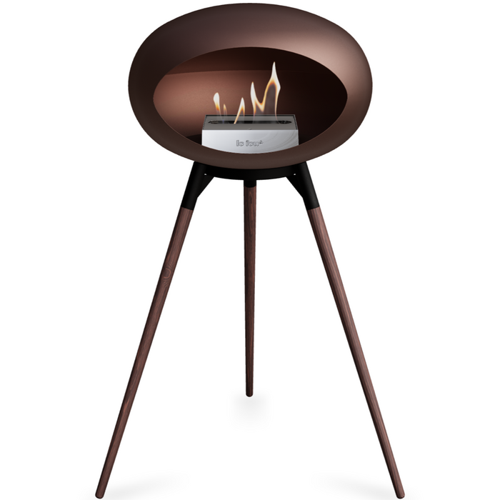 Le Feu Mocca Dome Bioethanol Fireplace ground high black bowl, smoked legs and steel burner