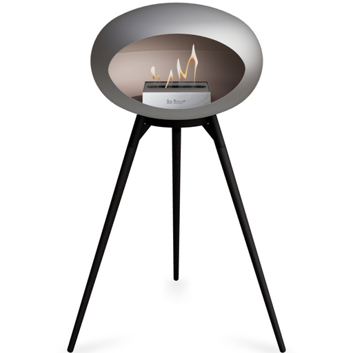 Le Feu Nickle Dome Bioethanol Fireplace ground high black bowl, black legs and steel burner