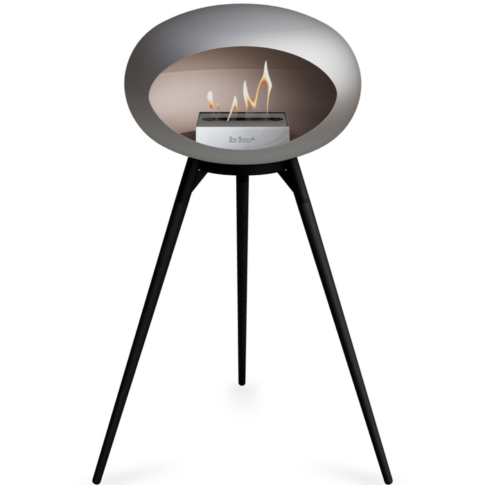 Le Feu Nickle Dome Bioethanol Fireplace ground high black bowl, black legs and steel burner