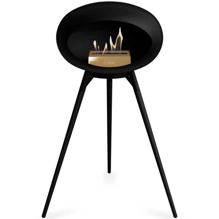 Le Feu Black Dome Bioethanol Fireplace ground high black bowl, black legs and rose gold burner