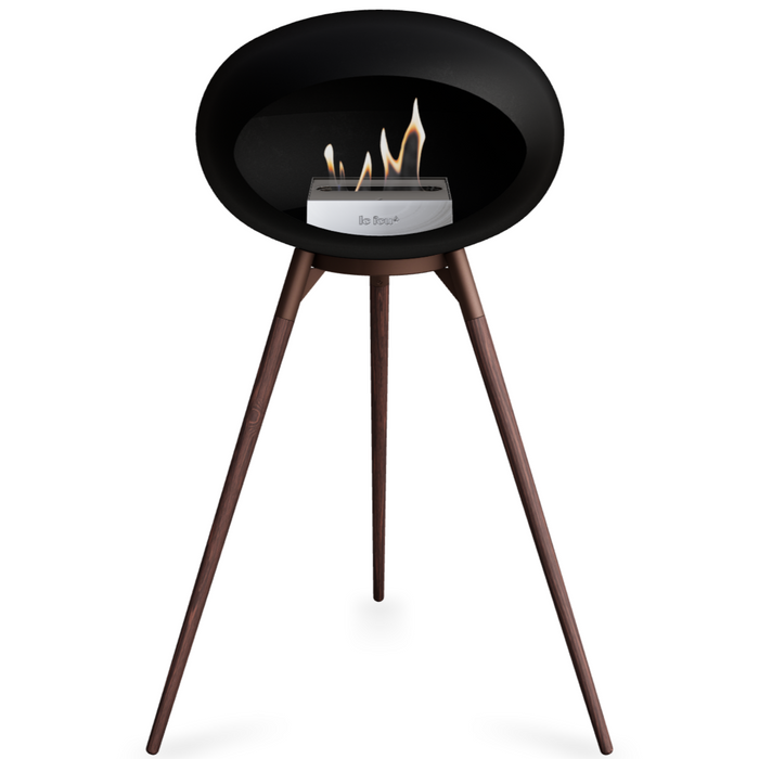 Le Feu Black Dome Bioethanol Fireplace ground high mocca bowl, smoked legs and steel burner