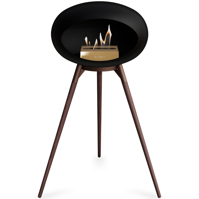 Le Feu Black Dome Bioethanol Fireplace ground high mocca bowl, smoked legs and rose gold burner