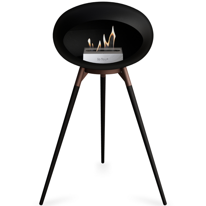 Le Feu Black Dome Bioethanol Fireplace ground high mocca bowl, black legs and steel burner