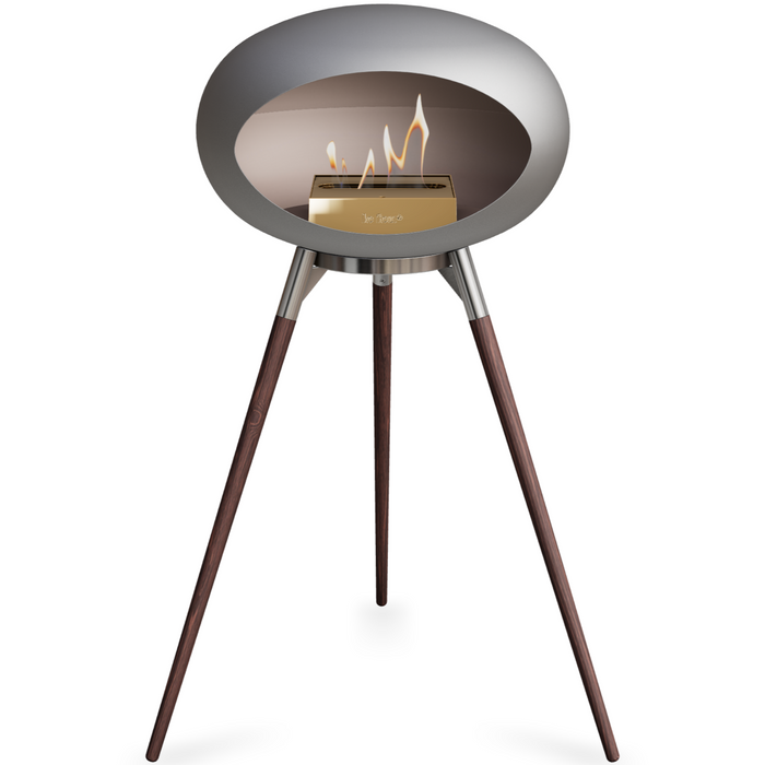 Le Feu Nickle Dome Bioethanol Fireplace ground high polished steel bowl,smoked legs and rose gold burner