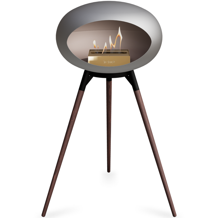 Le Feu Nickle Dome Bioethanol Fireplace ground high black bowl, smoked legs and rose gold burner