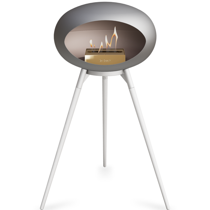 Le Feu Nickle Dome Bioethanol Fireplace ground high white bowl, white legs and rose gold burner