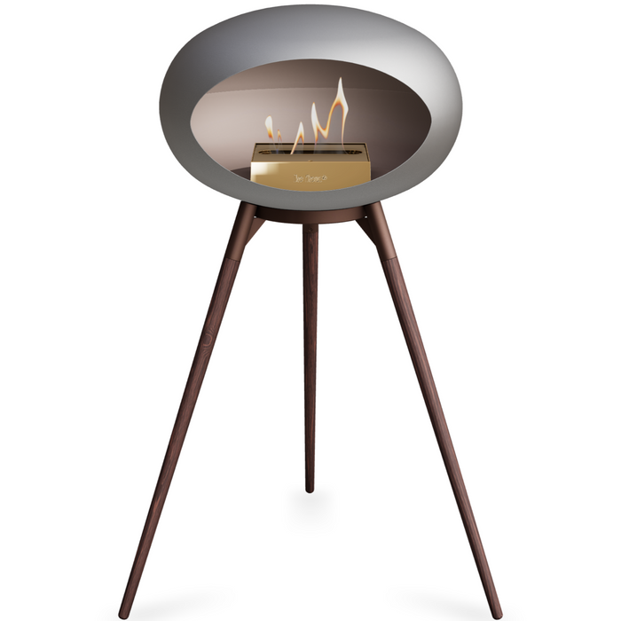 Le Feu Nickle Dome Bioethanol Fireplace ground high mocca bowl, smoked legs and rose gold burner
