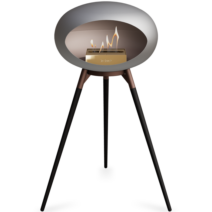 Le Feu Nickle Dome Bioethanol Fireplace ground high mocca bowl, black legs and rose gold burner