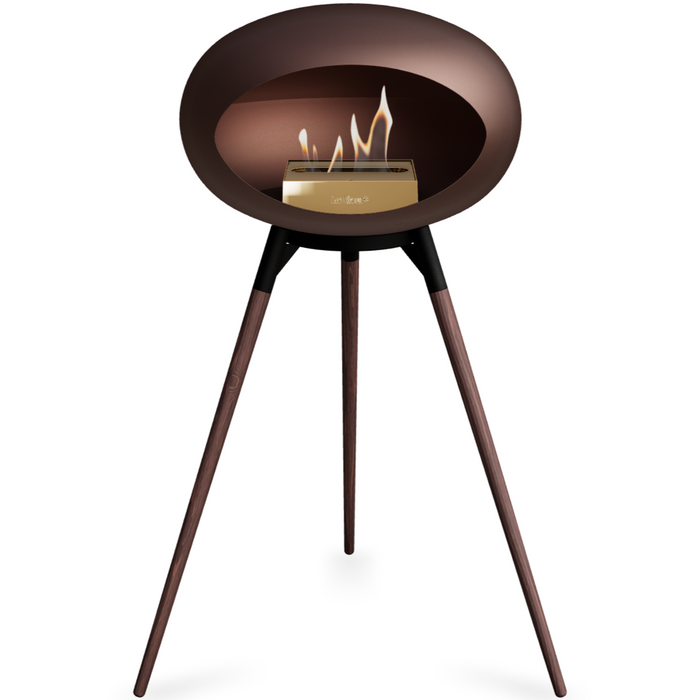 Le Feu Mocca Dome Bioethanol Fireplace ground high black bowl, smoked legs and rose gold burner