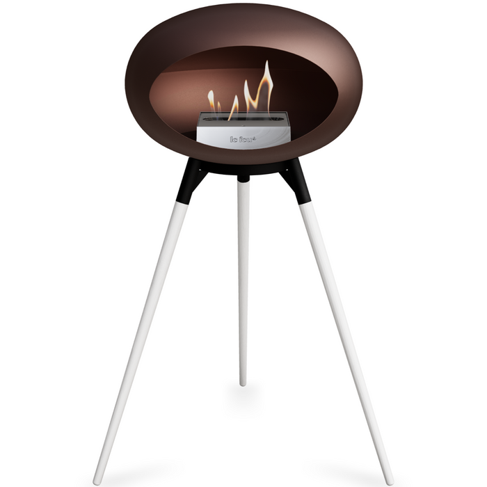 Le Feu Mocca Dome Bioethanol Fireplace ground high black bowl, white legs and steel burner