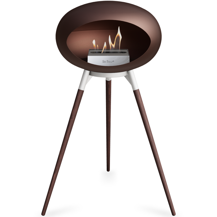 Le Feu Mocca Dome Bioethanol Fireplace ground high white bowl, smoked legs and steel burner
