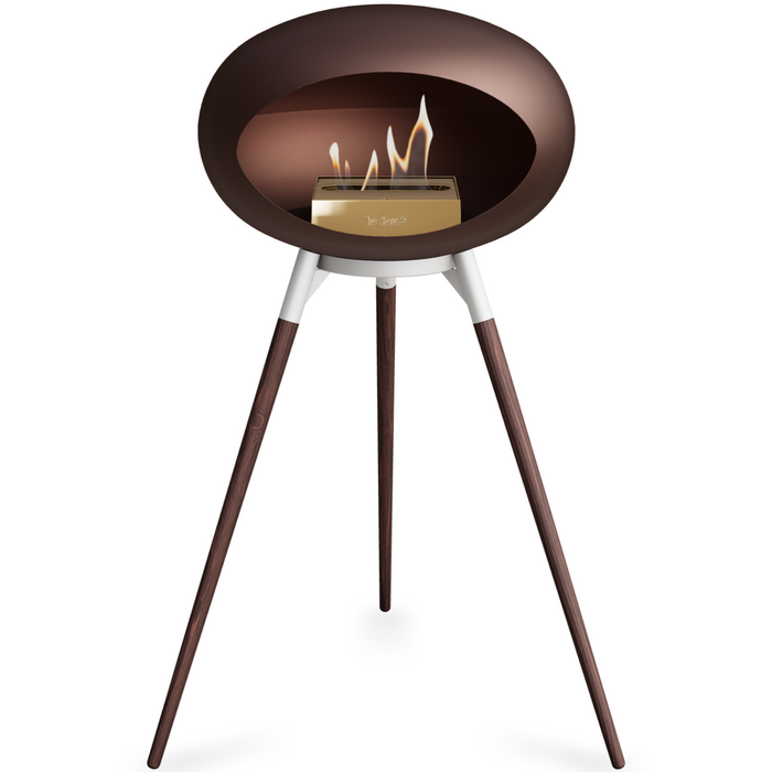 Le Feu Mocca Dome Bioethanol Fireplace ground high white bowl, smoked legs and rose gold burner