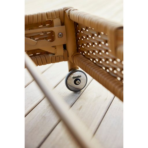cane-line rest sunbed single Natural, large flat Cane-line Weave sunbed and Taupe, Cane-line Natté cushion wheels lifestyle