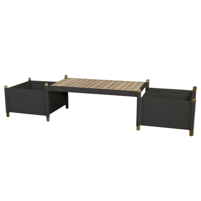 cane-line Sticks bench incl. 2 planters teak lava grey aluminium