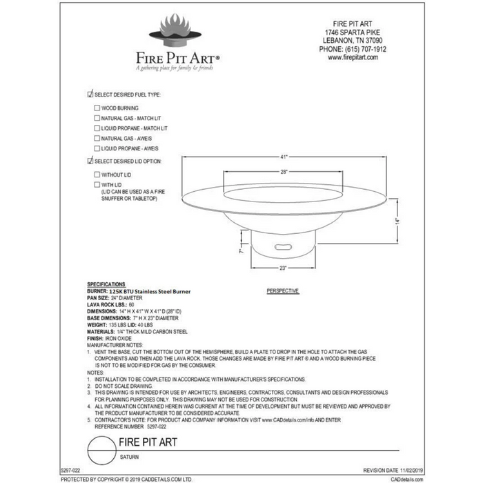 Fire pit art outdoor Saturn fire pit stainless steel manual