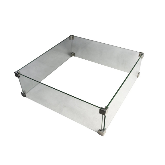 22" manhatthan square wind screen tempered glass outdoor fire pit accessories
