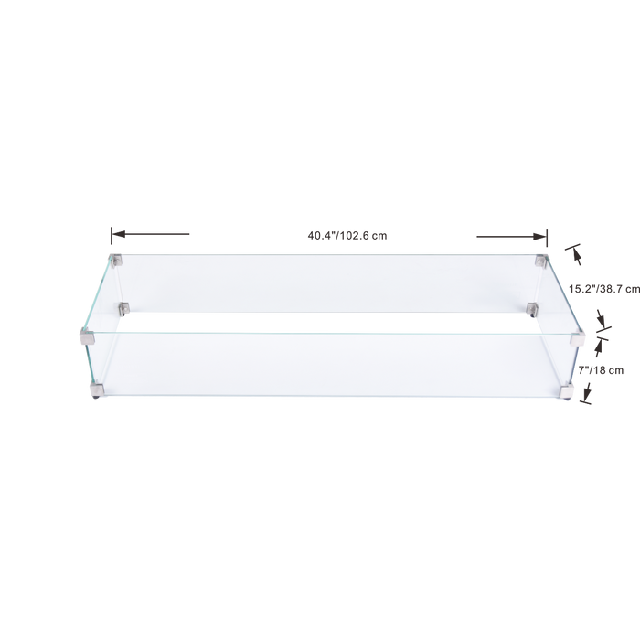 elementi 40.4" rectangle wind screen tempered glass dimensions