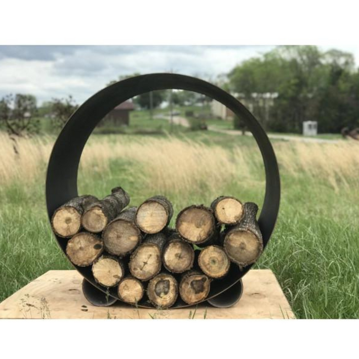 Orbital Log Rack in a garden with wood lifestyle