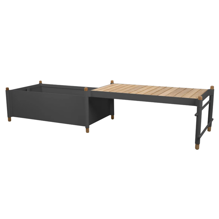 cane-line Sticks bench w/planter Teak Lava grey aluminium