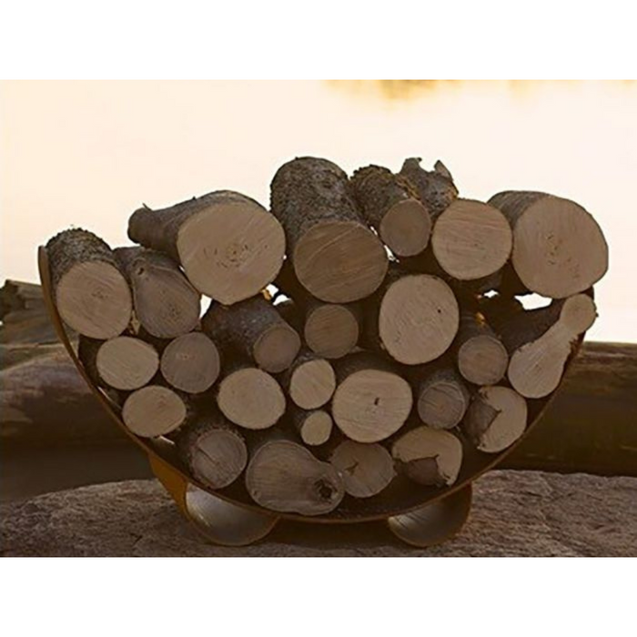Fire Pit Art Crescent Log Rack Carbon Steel