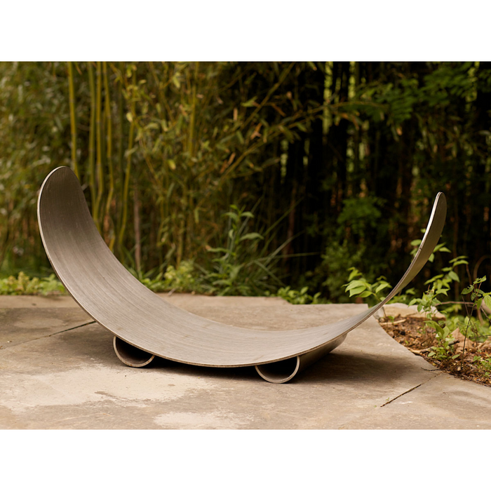 Fire Pit Art Crescent Log Rack Stainless Steel