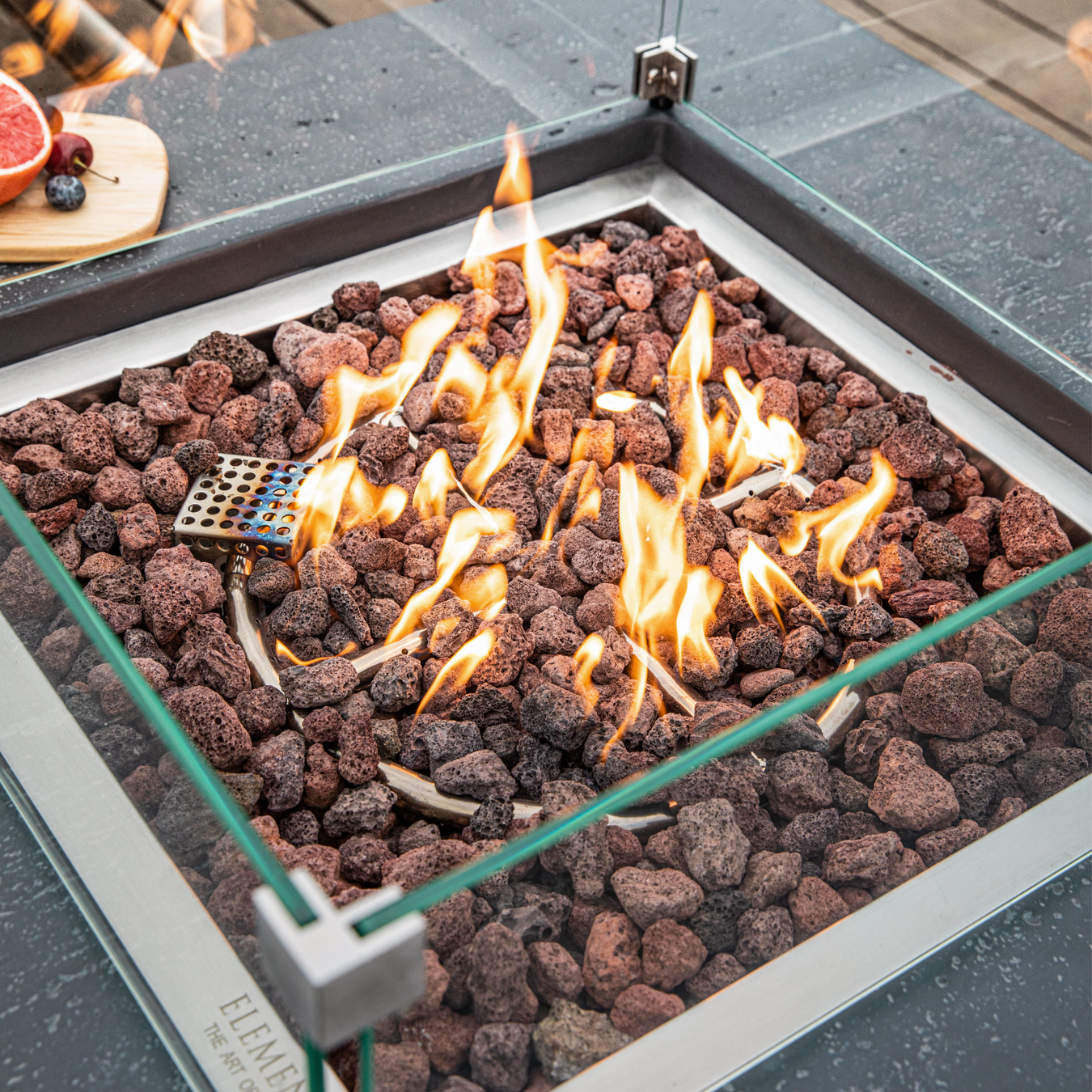 lavish concrete propane natural gas fire pit outdoor with wind screen lifestyle