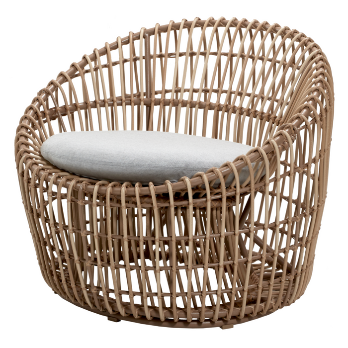 Cane line Nest outdoor round chair Natural Light Grey Natte cushion