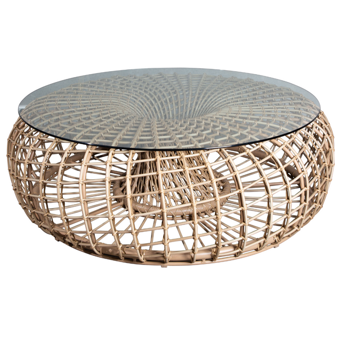 Cane line Nest coffee table footstool large Aluminium Weave Natural with wind screen