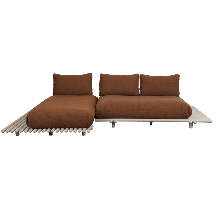 sticks platform sofa w/ chaise lounge sand aluminium Umber brown cane-line rise cushion
