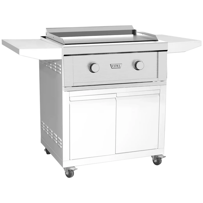 lifestyle image of videl usa 30 griddle cart in white color