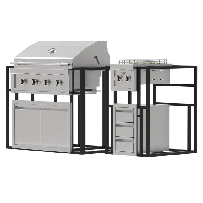 videl usa grill signature collection 2 in stainless steel with support
